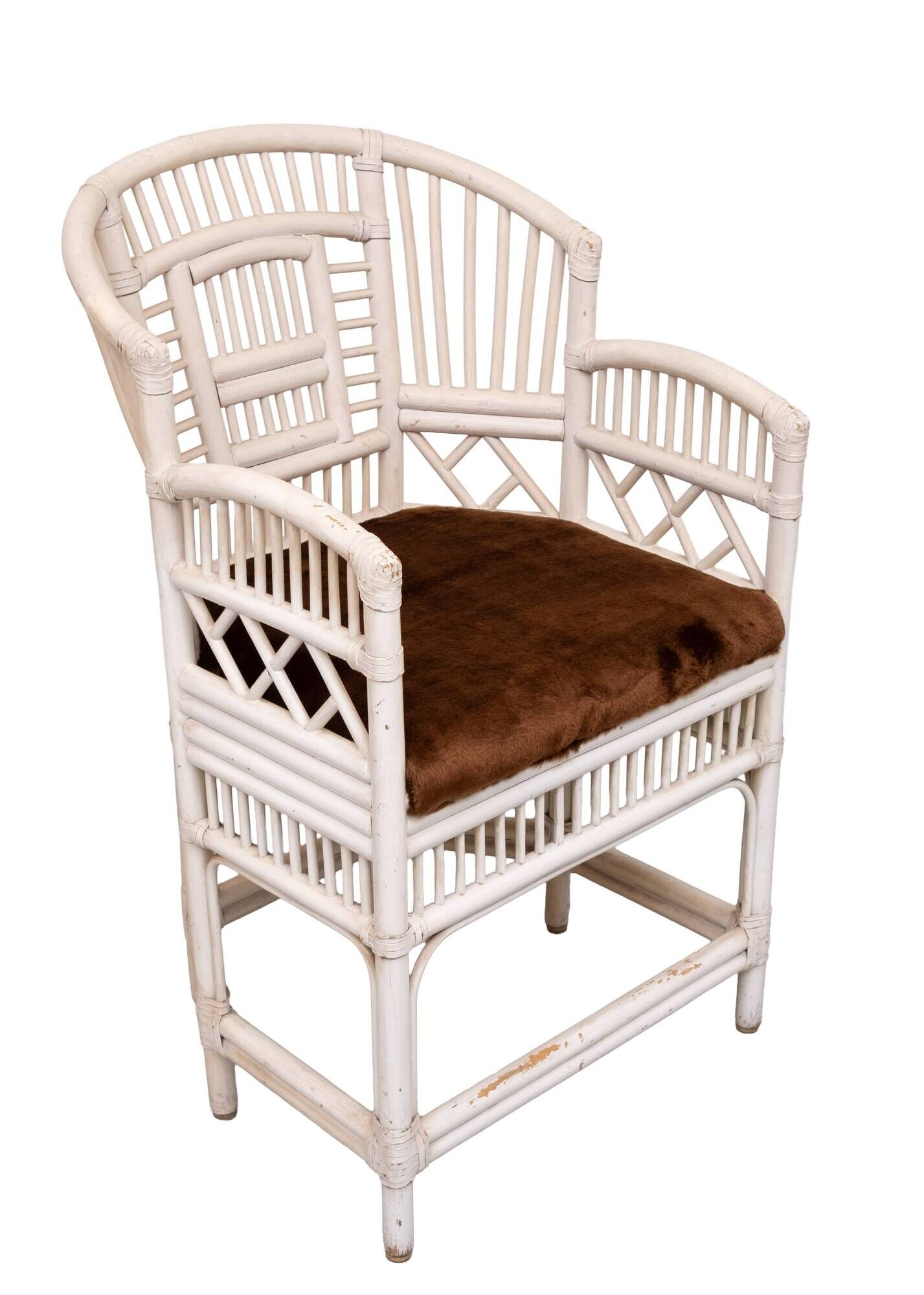 Set vintage Chippendale Brighton Pavilion rattan chair and table 1960s