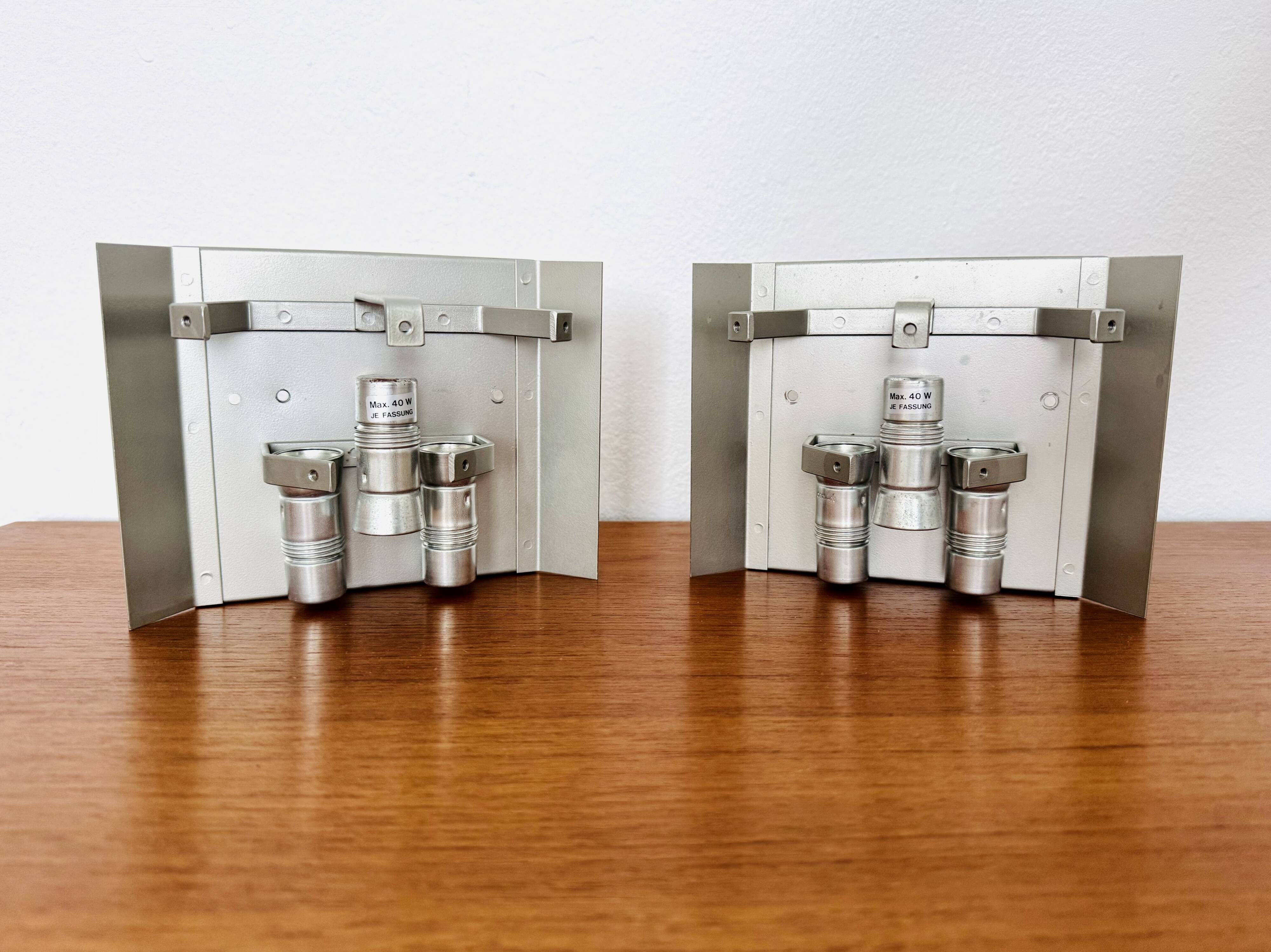 Set of 2 Austrian Ice Glass Wall Lamps by J.T. Kalmar