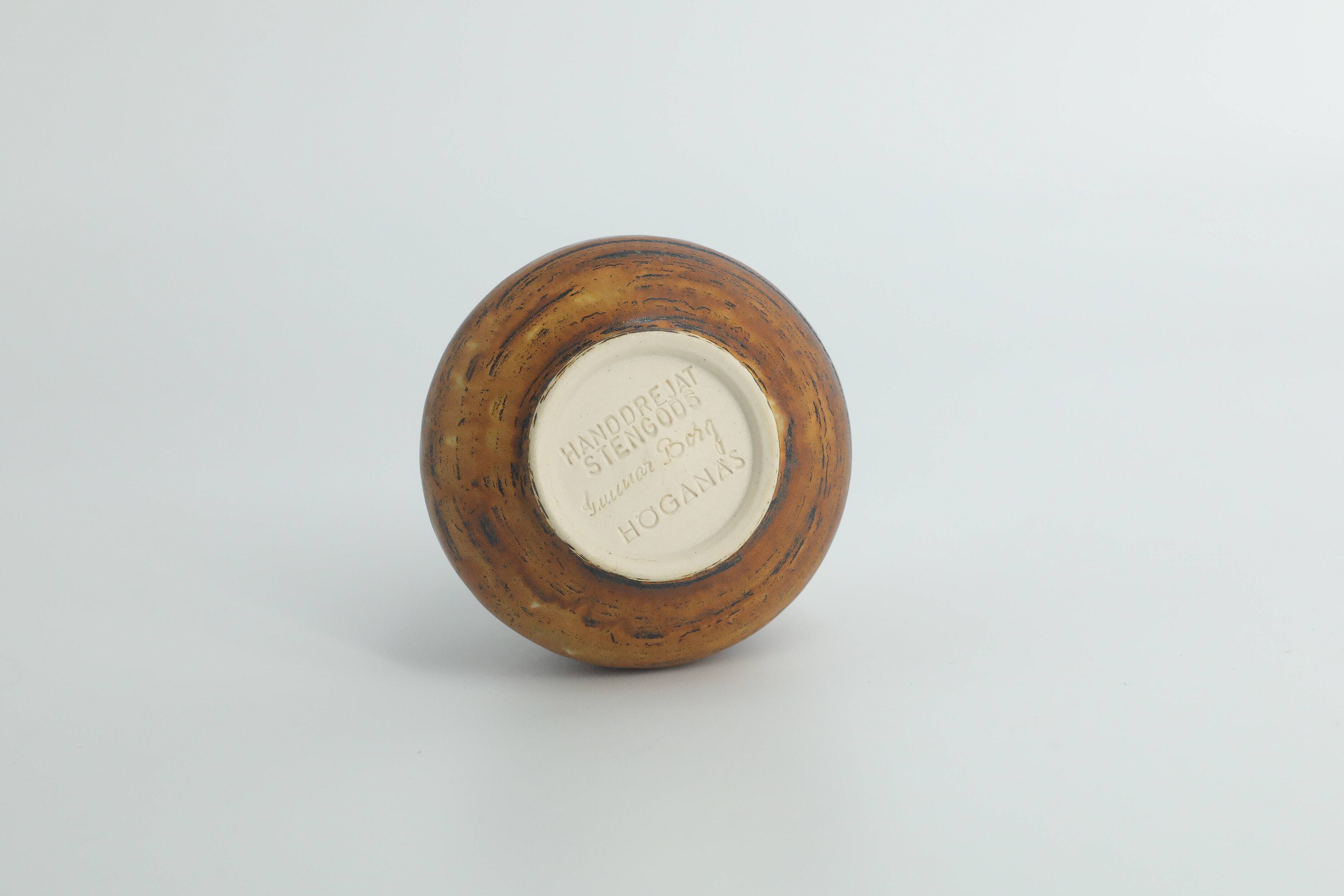 Small Mid-Century Scandinavian Modern Collectible Brown Stoneware Vases by Gunnar Borg, Set of 4