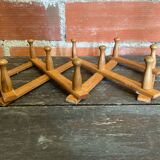 Vintage Wall-Mounted Extendable Coat Rack x10 Wooden Hooks
