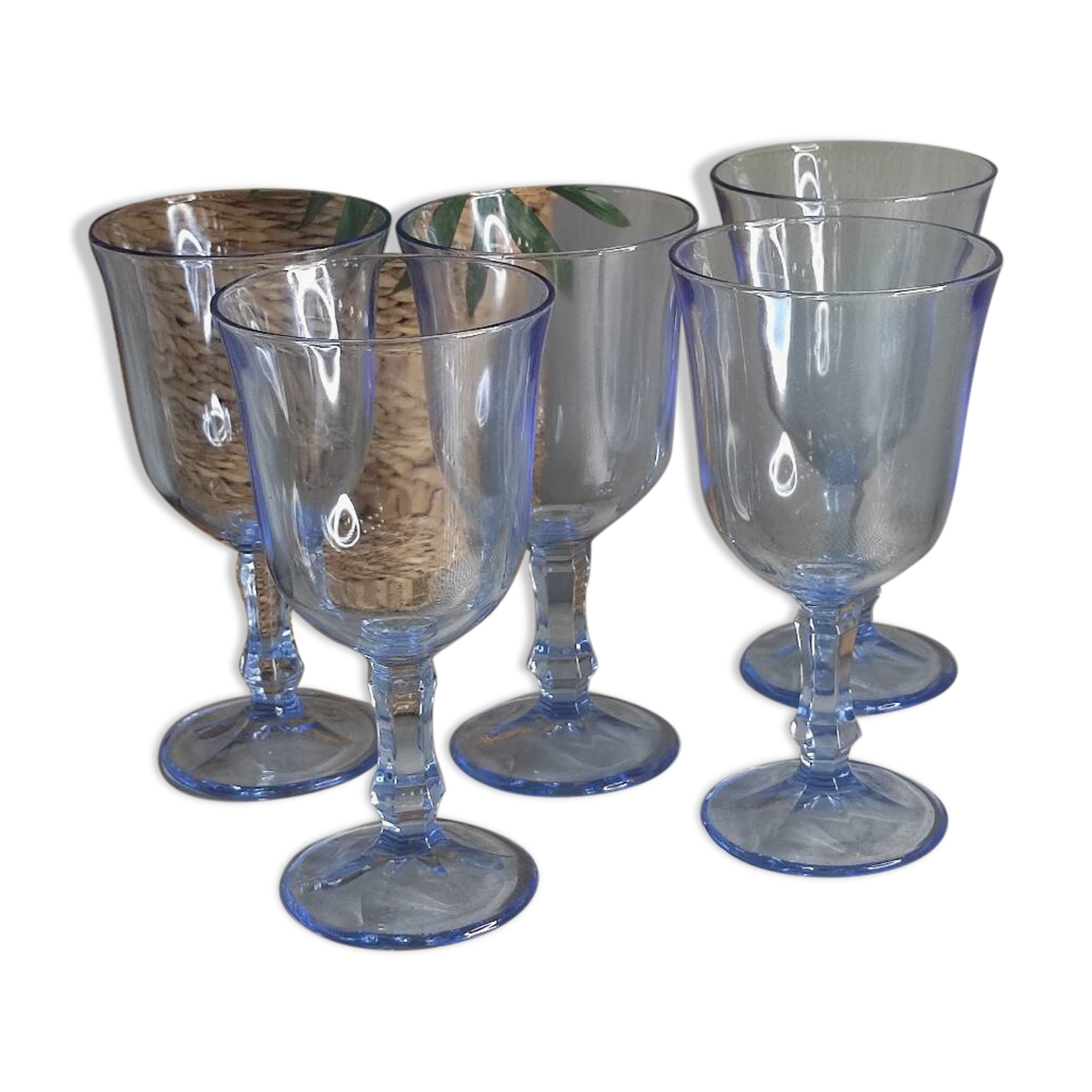 Vintage blue stemmed glasses