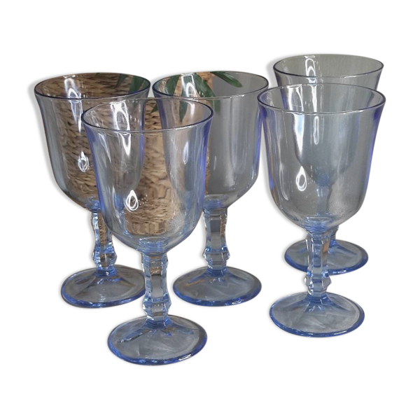 Verres a pied bleu vintage