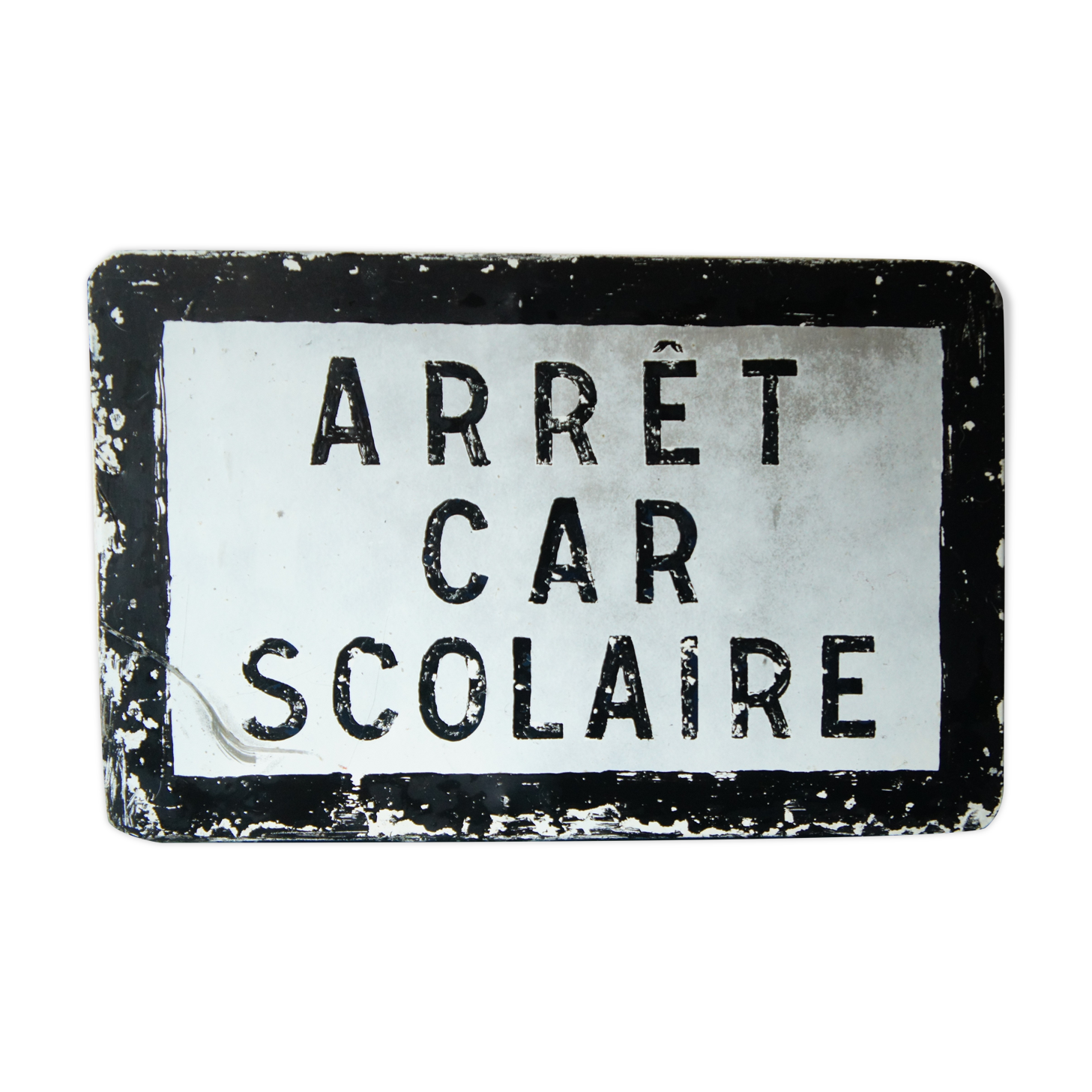 Vintage painted sheet metal plate 1975