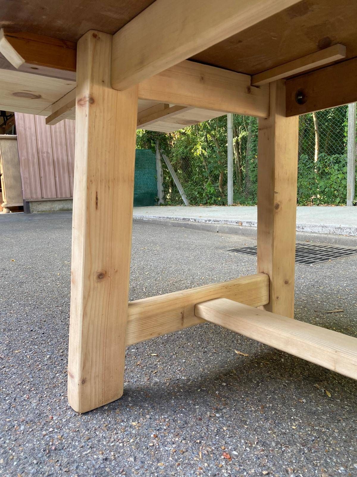 Large monastery farmhouse table stripped in raw wood, extendable from 200 to 300 cm.