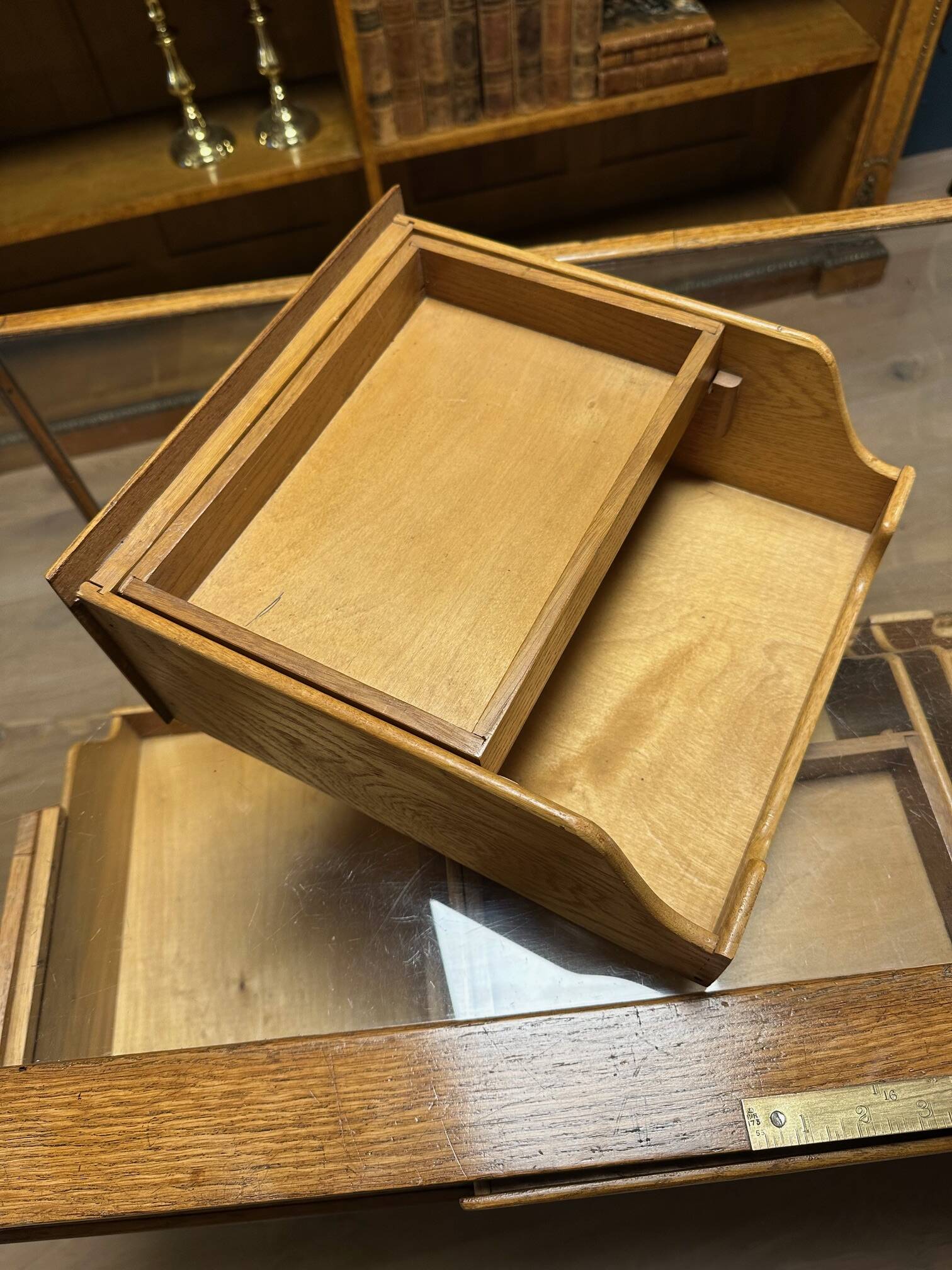 Old oak display counter with 24 drawers