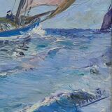 Oil on panel "sailboats"