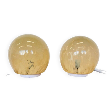 Pair of design mid century artglass Table Lamps, 1980s - Czechoslovakia
