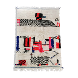 Moroccan Berber carpet Azilal ecru with colorful patterns 305x186cm
