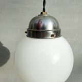 Art Deco opaline ball suspension with porcelain fastener