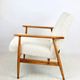 Armchair 'Lis', 1970s, white boucle, design by Henryk Lis - natural beech wood