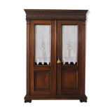 Walnut cabinet with display case, 1920s