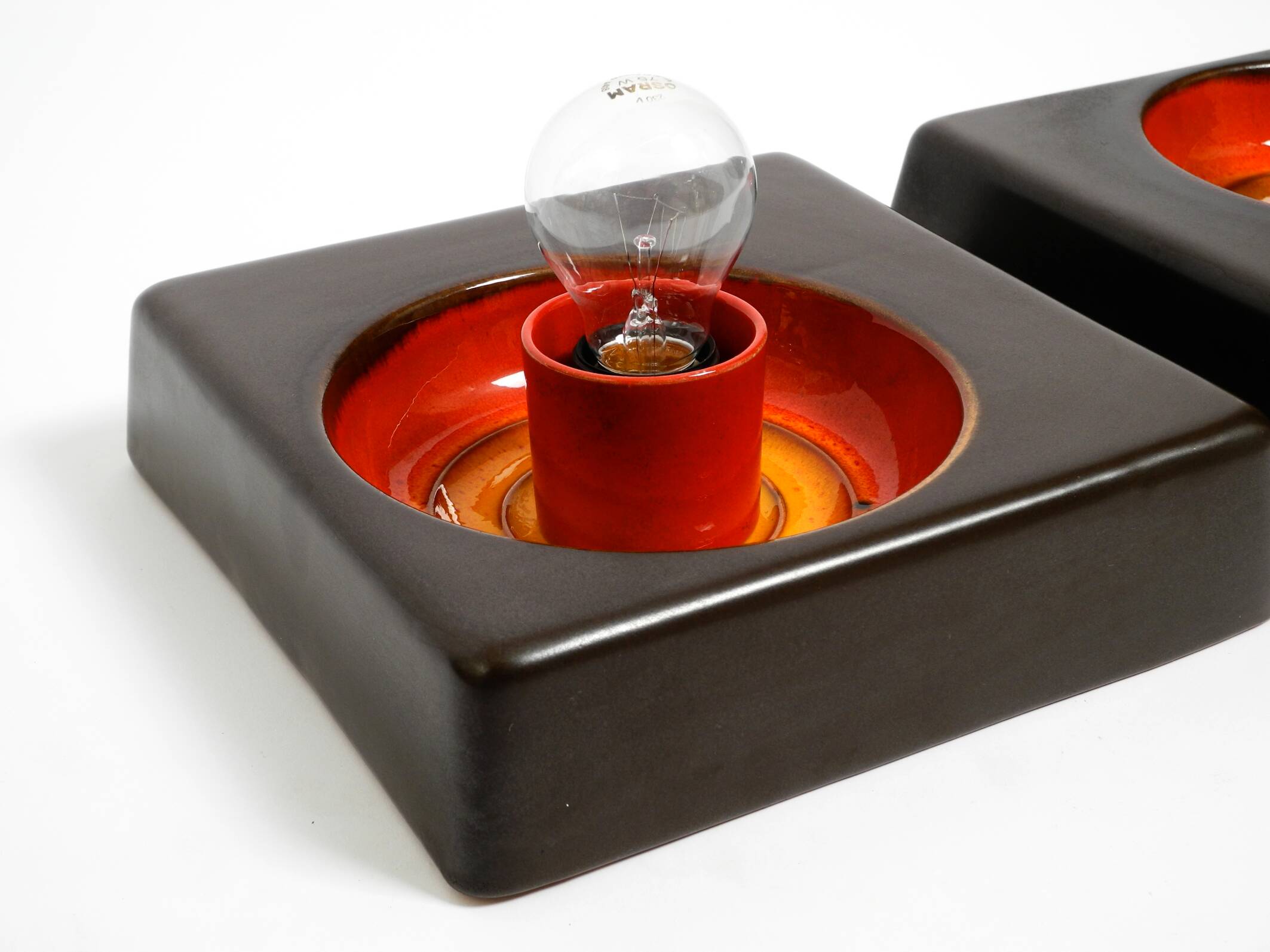 Two beautiful original 1970s Space Age ceramic wall lamps