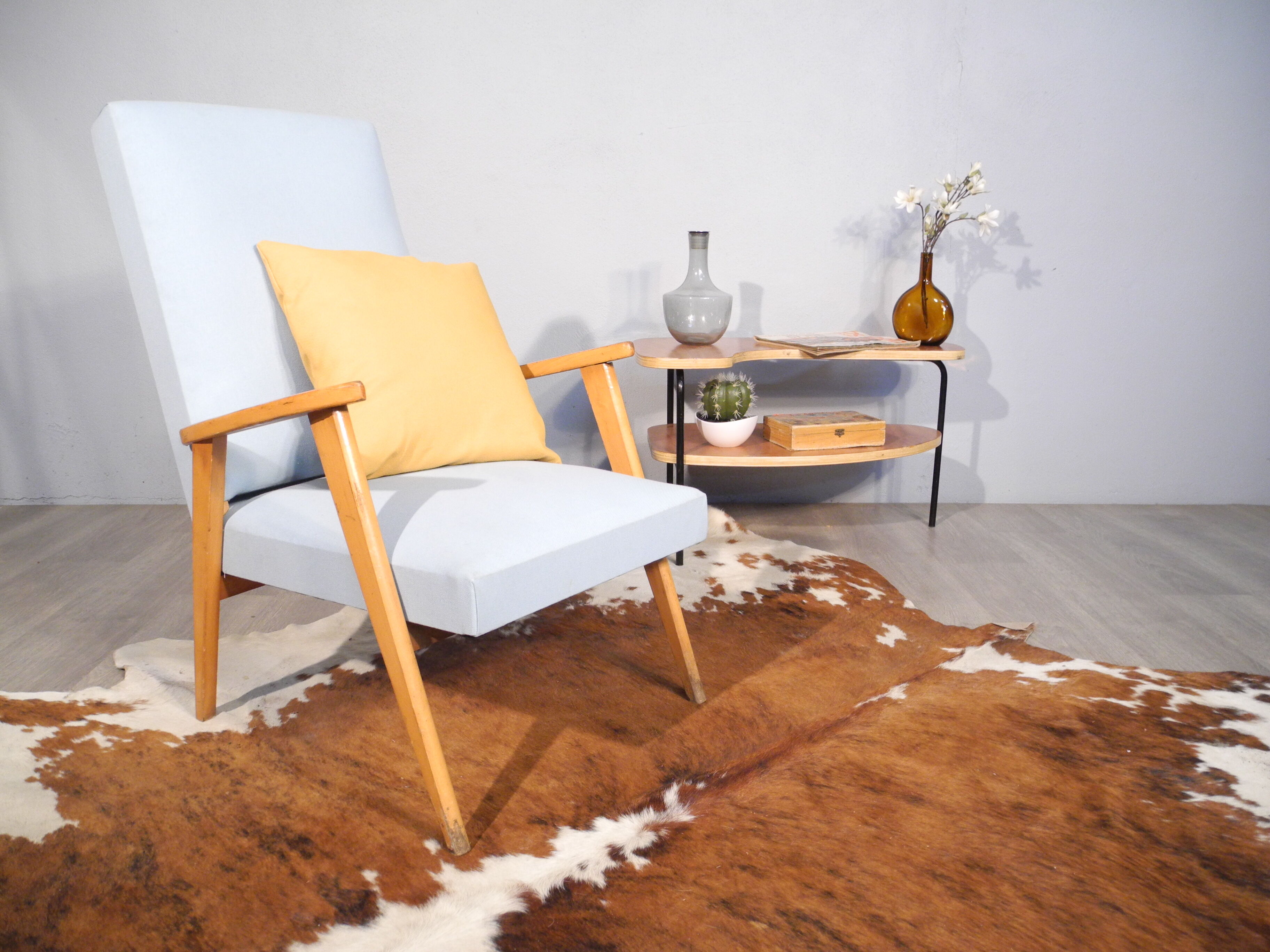Blue Scandinavian armchair, 1950-1960