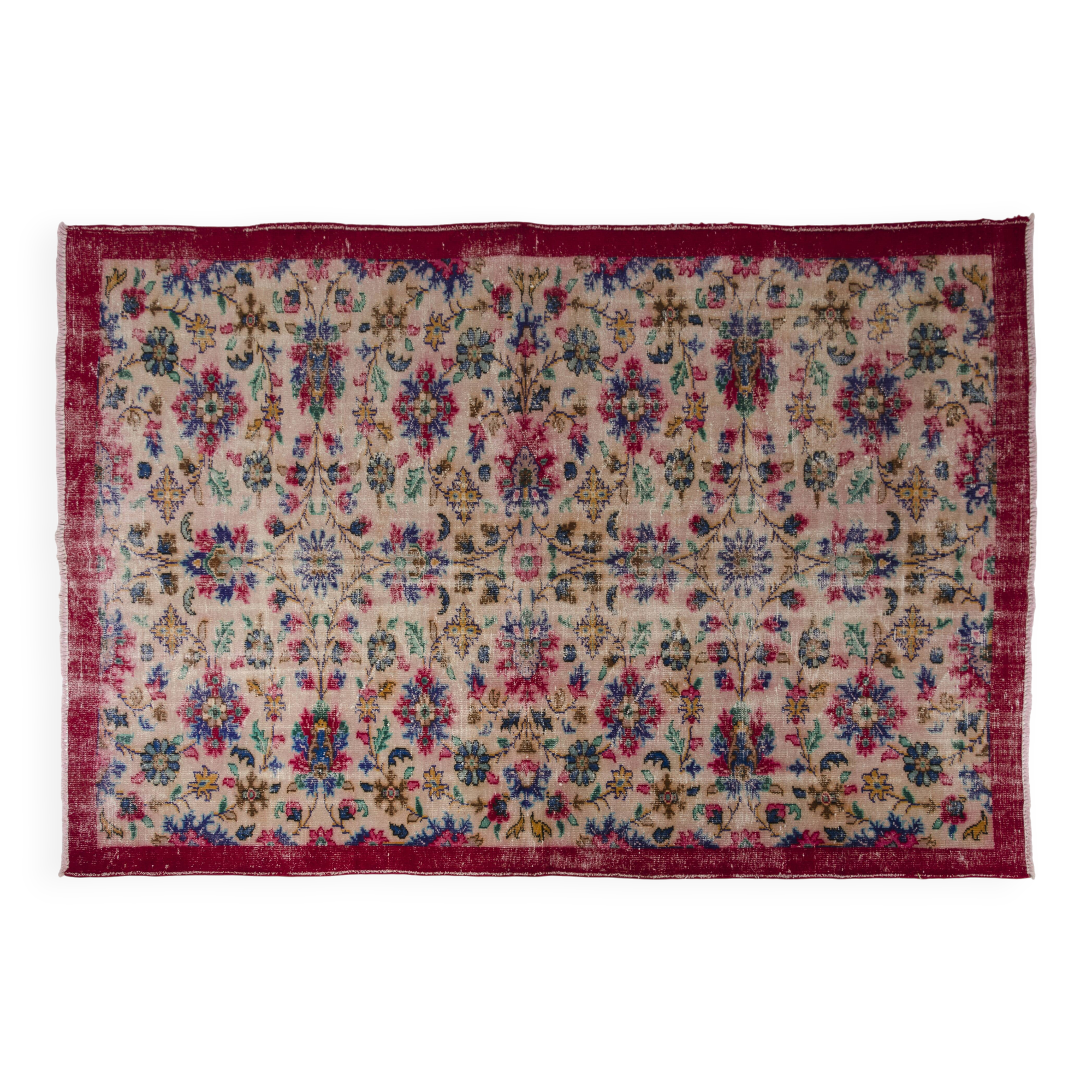 Handknotted Anatolian Floral Vintage Rug