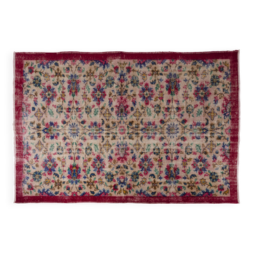 Tapis vintage floral anatolien noué à la main