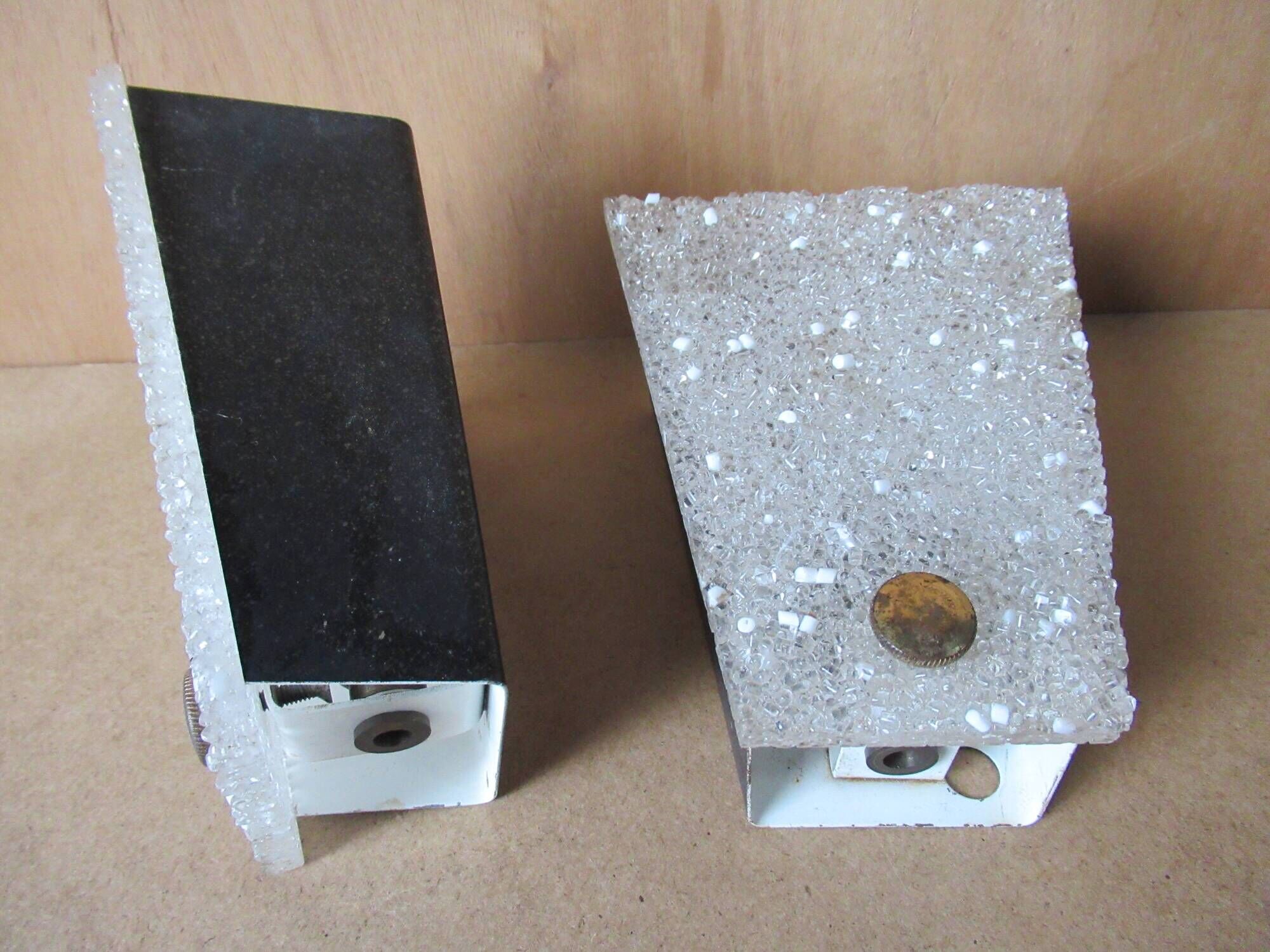 Pair of wall appliques in perspex frosted vintage light fixture 1960s