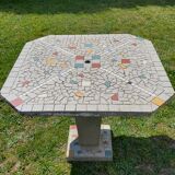 Cement and mosaic garden table from the 1960s
