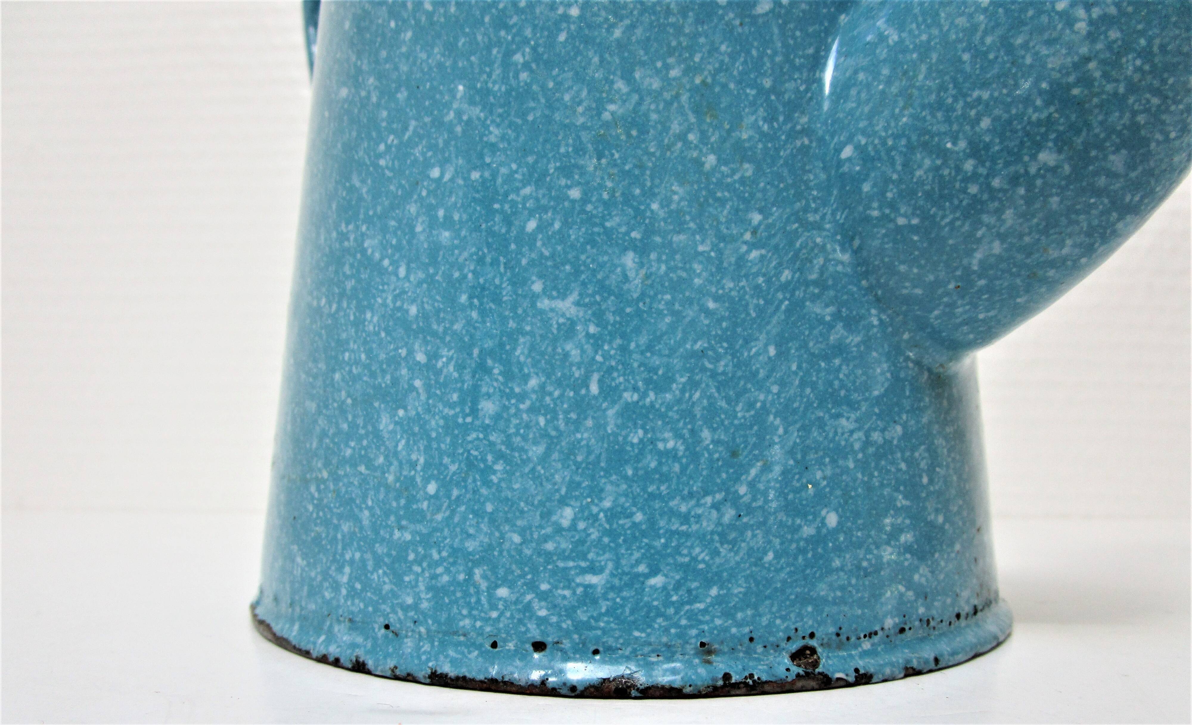 Mid-20th century speckled blue enameled sheet metal coffee maker