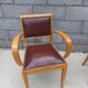 Paire de fauteuil bridge en skaï marron années 50