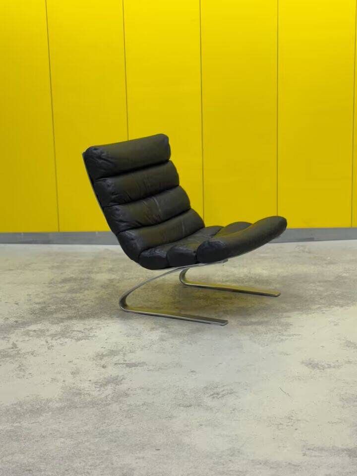 COR "Sinus" Cantilever Lounge Chair – Black Leather & Steel (1976)