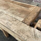 Industrial table carpenter's workbench in raw natural wood vintage bohemian