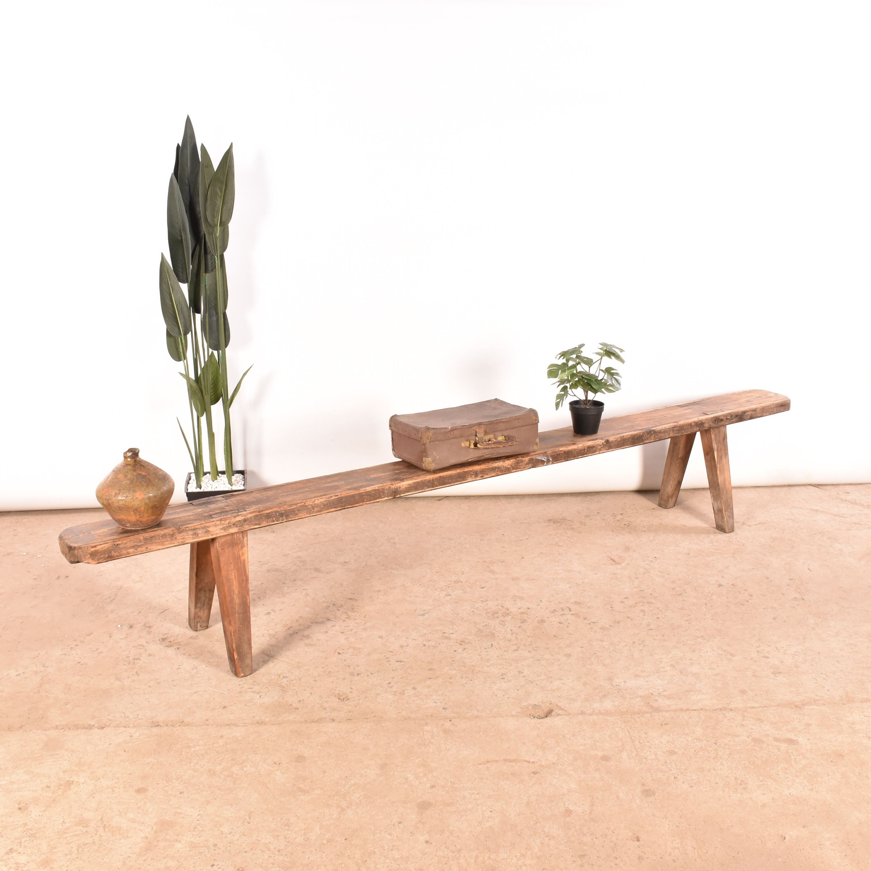Vintage wooden bench brown