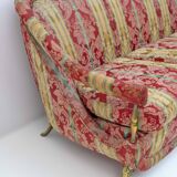 Art Dèco Style French Brass And Fabric Sofa, 1950s