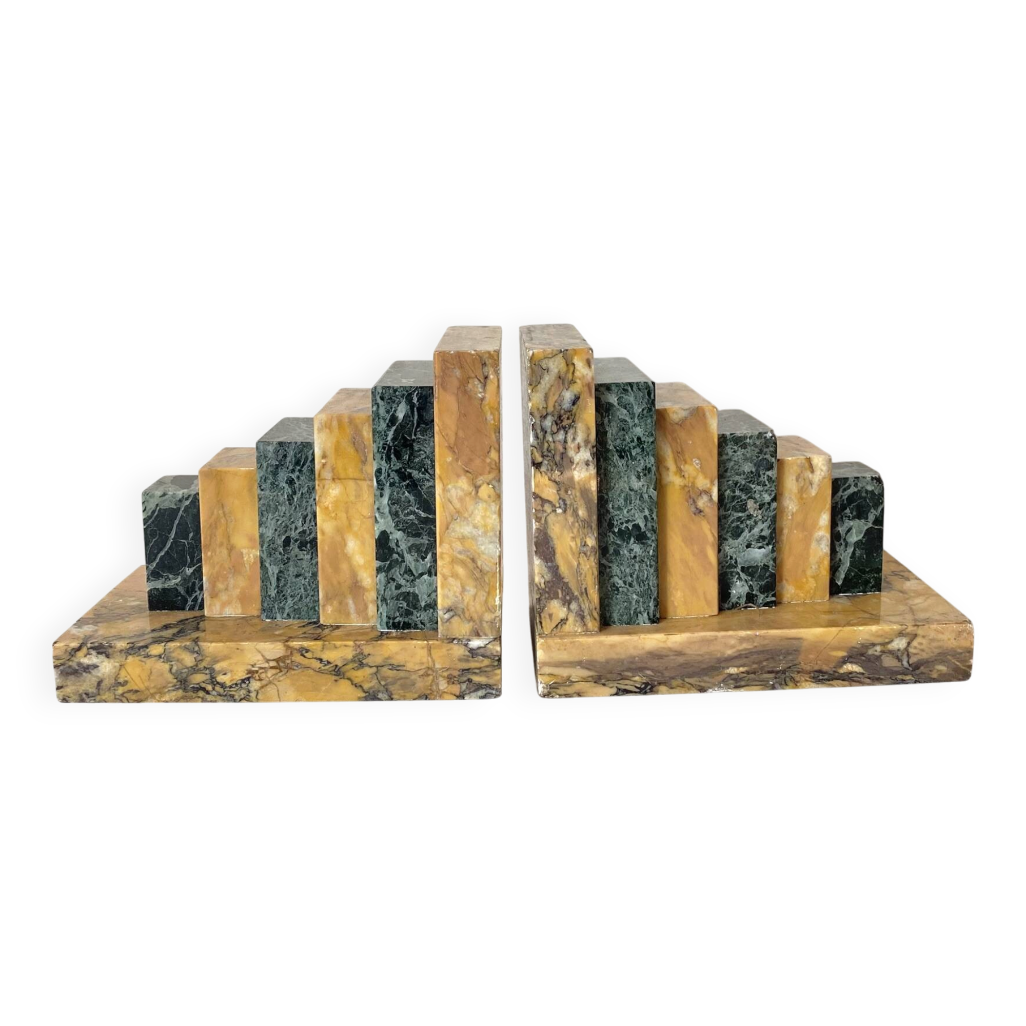 Pair of marble art deco bookends