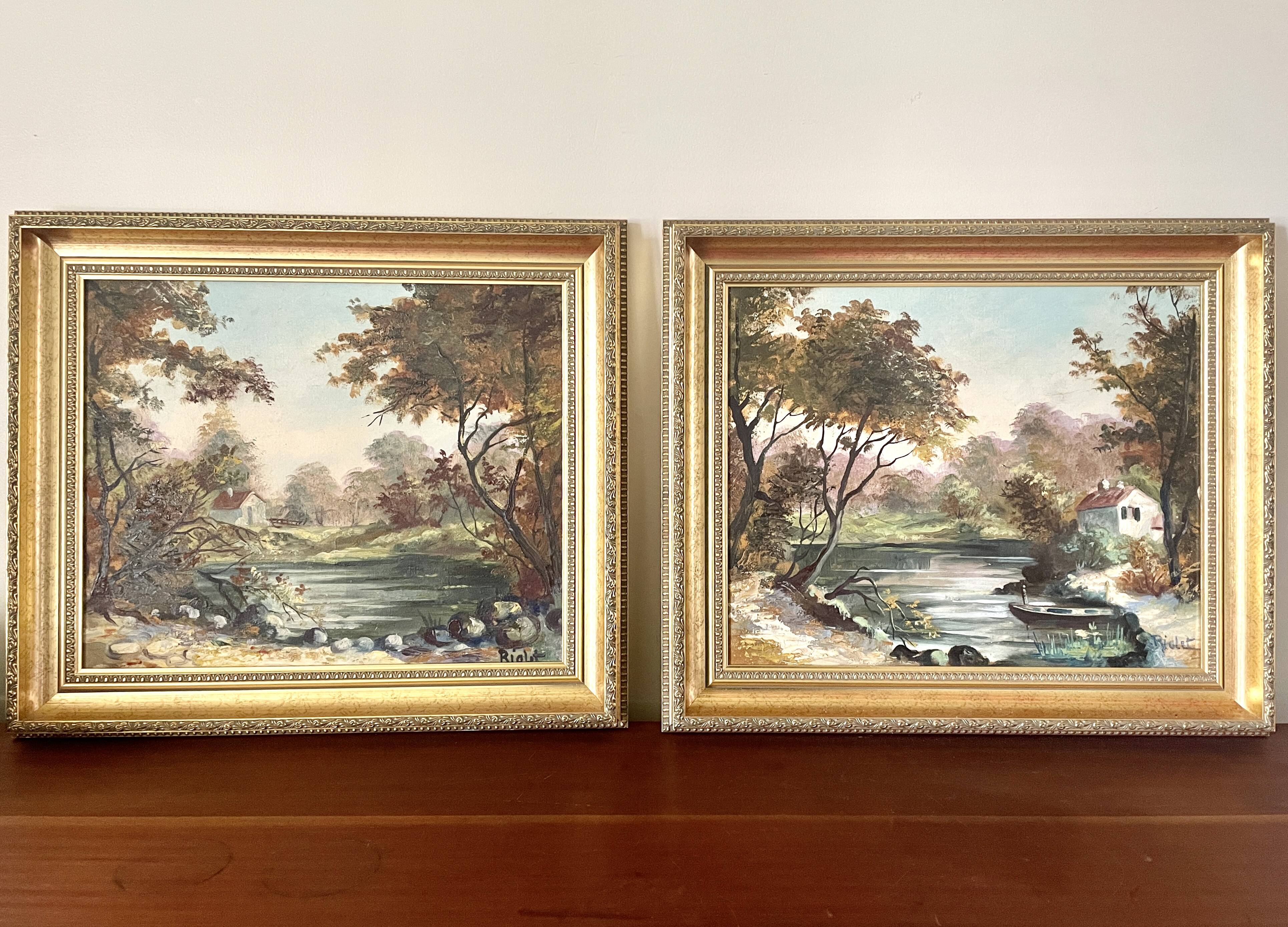 Diptyque oils on canvas signed Rialet