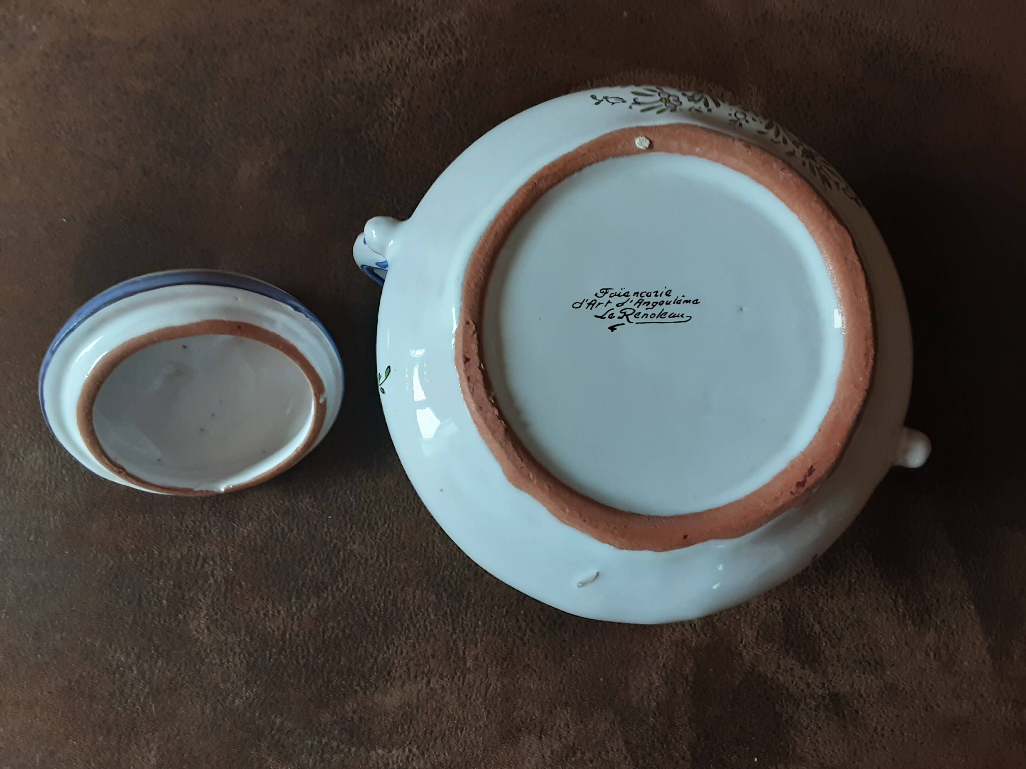 Sugar bowl, Angoulême art earthenware factory, Le Renoleau