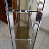 Chrome smoked glass shelf bookcase from the 70s