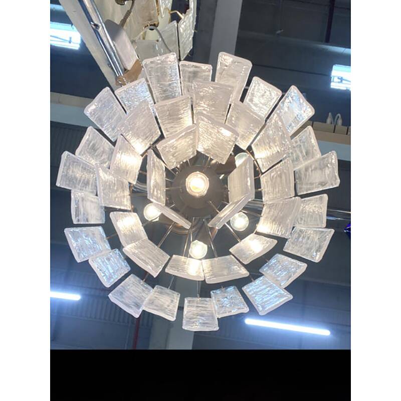 Contemporary Strips “listelli Alabastro” Murano Glass Chandelier