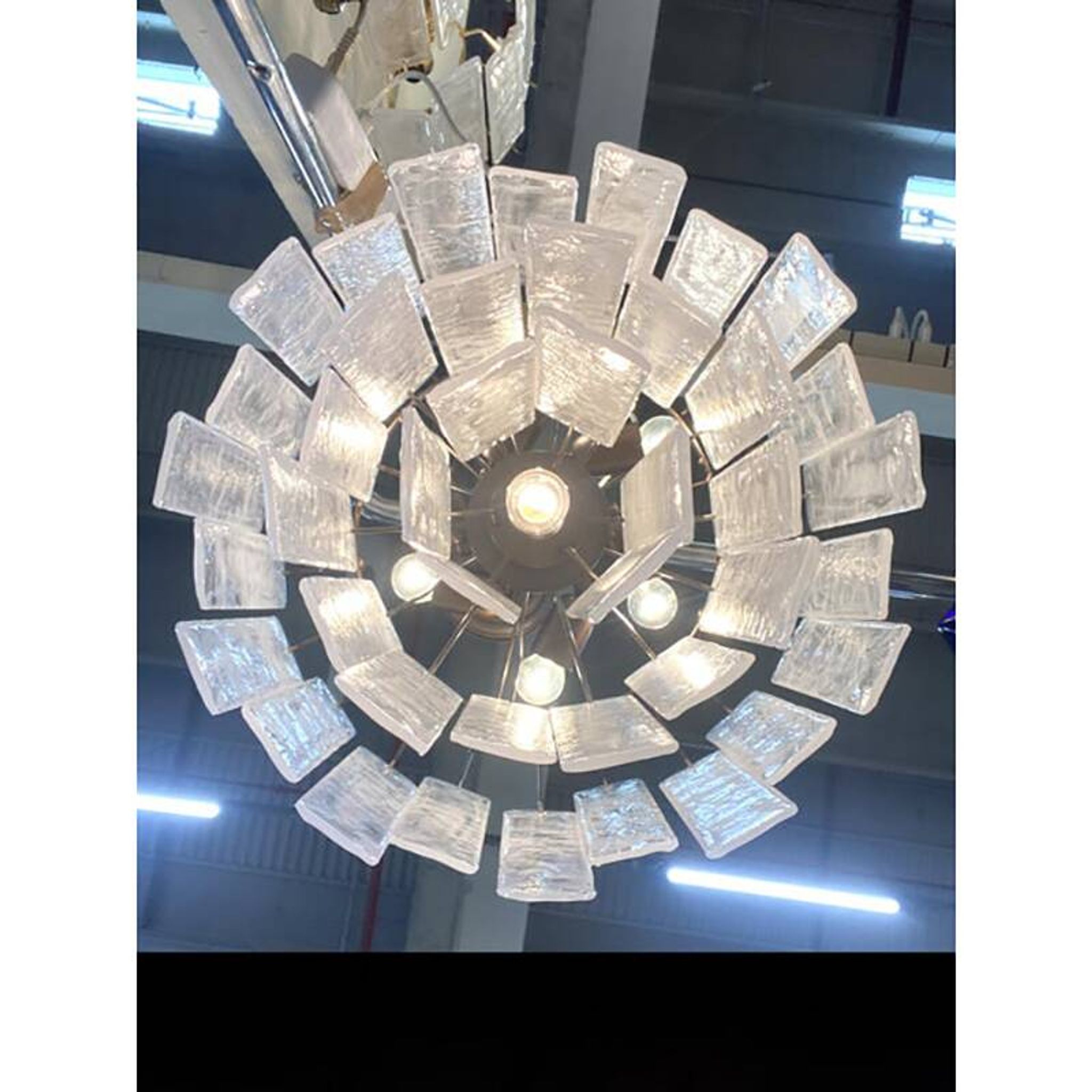 Lustre contemporain à bandes "listelli Alabastro" en verre de Murano