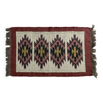 2 x 3 ft - jute\wool handwoven kilim