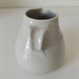 Hand-thrown white stoneware pitcher – signed artisanal ceramic