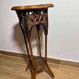Rattan Plant Stand Cane Vintage Old Flower Vase Pot Garden Bamboo