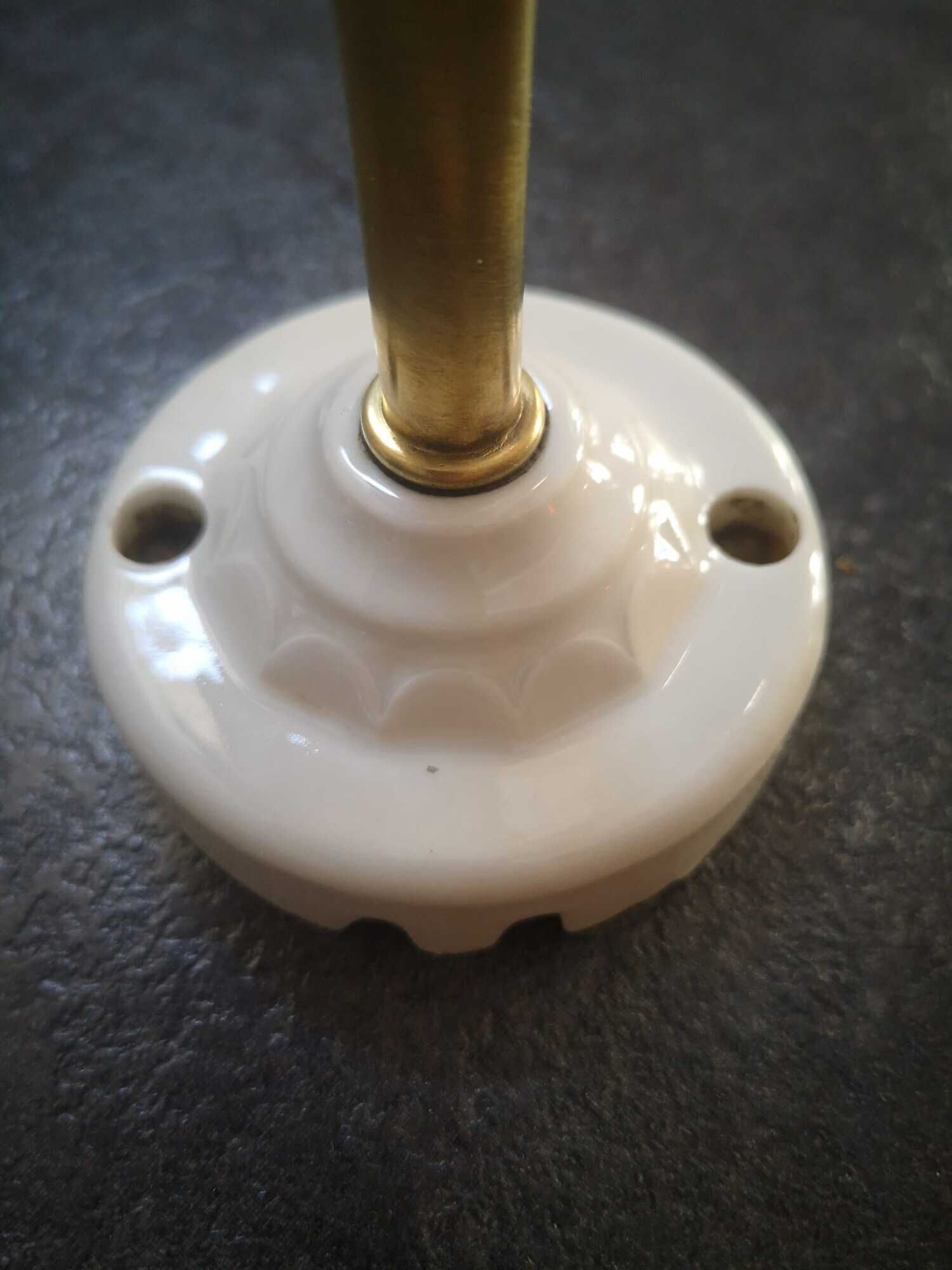 Wall lamp old tulip glass paste shape flower gooseneck brass porcelain art deco 1930