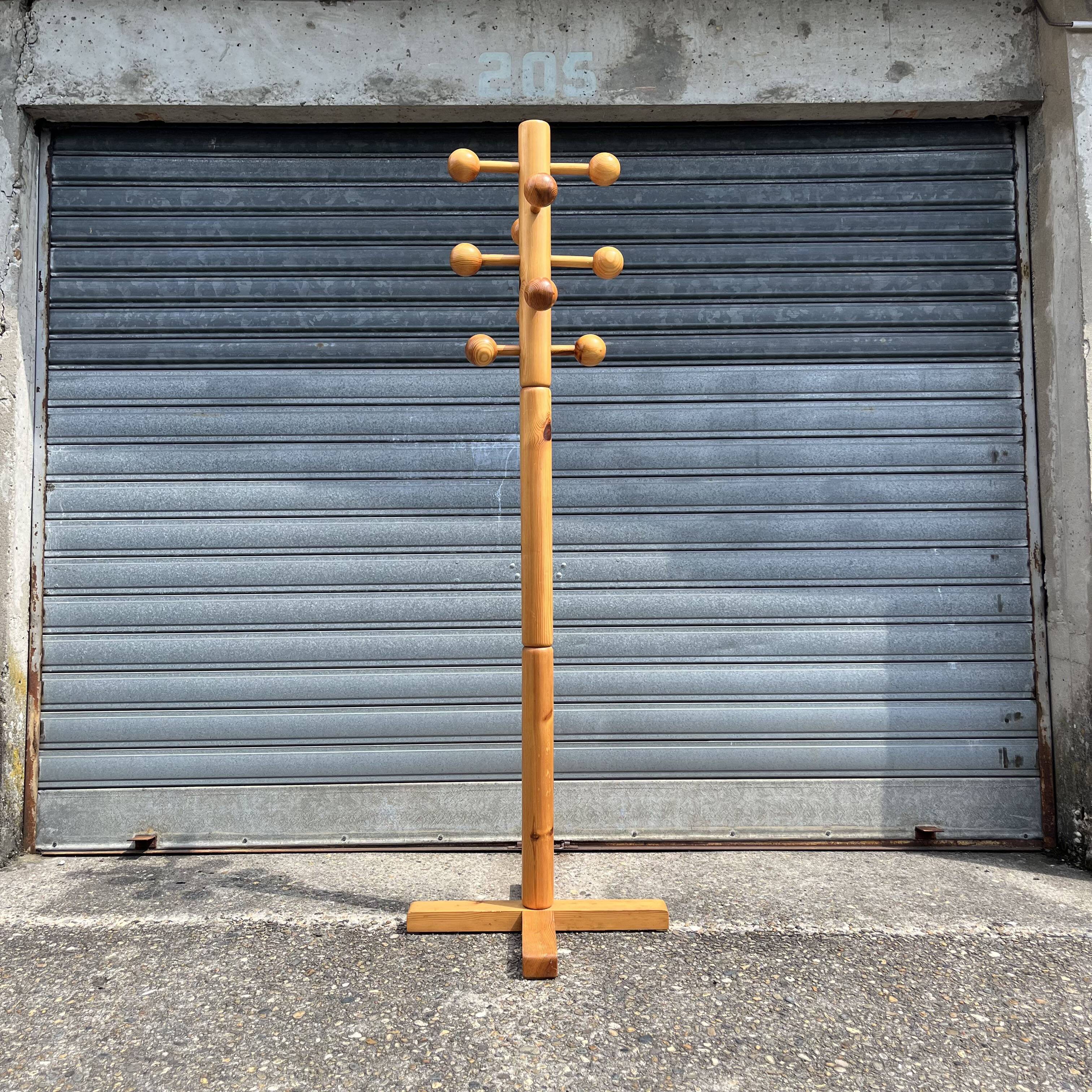 1970s pine coat rack