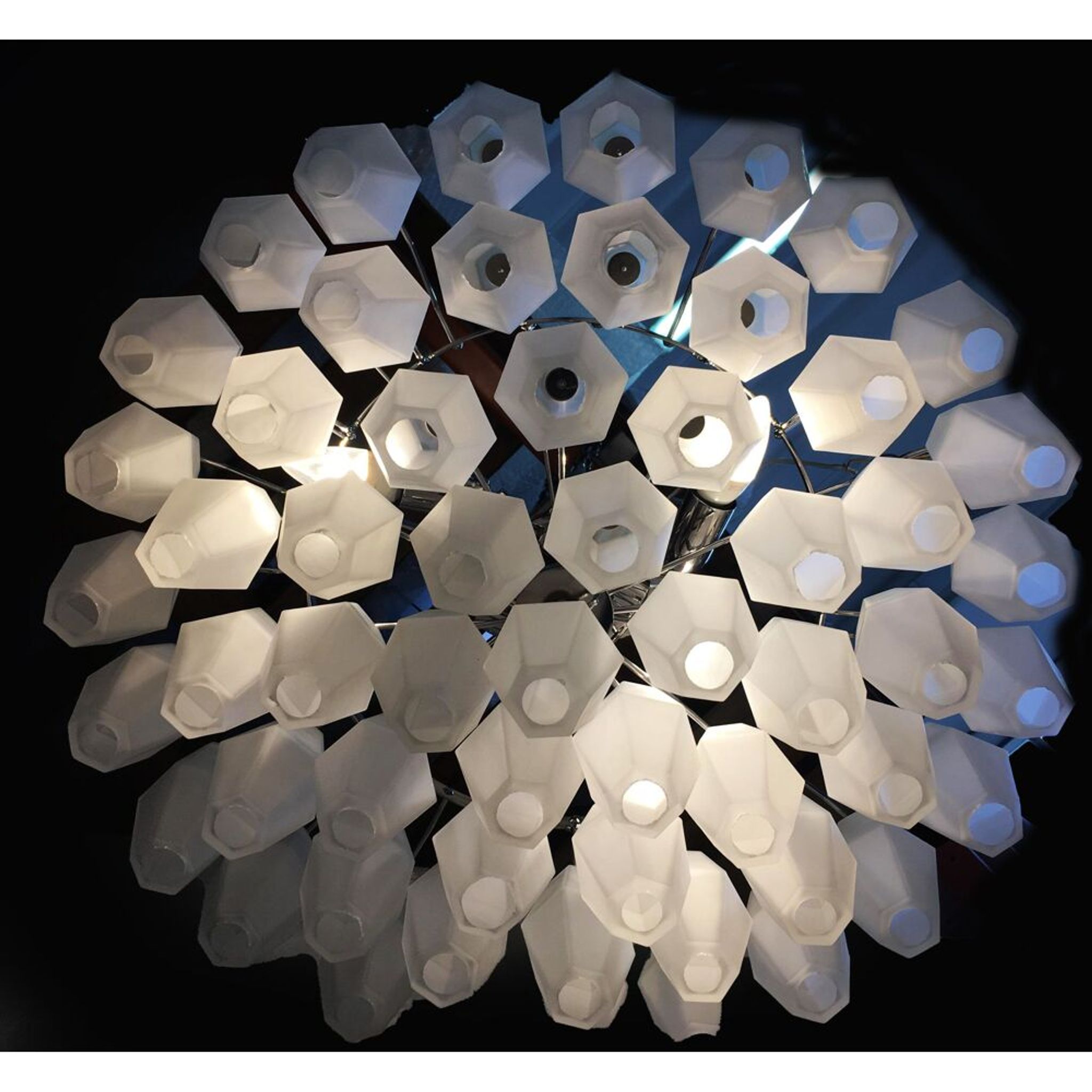 Sandblasted “poliedri” murano glass chandelier d60