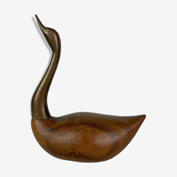 Wooden and brass duck