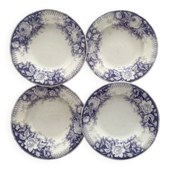 4 Sarreguemines "Jardinière" ironstone soup plates