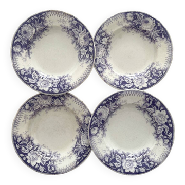 4 assiettes creuses terre de fer « Jardinière » Sarreguemines