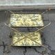 Vintage gold folding wheeled dessert trolley Toile de Jouy 1970s bar furniture