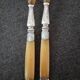 Art deco salad cutlery, silver virole horn sleeve