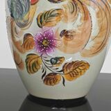 Beau vase peint main oiseau et feuilles H.Béquet numéroté 556