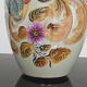 Beau vase peint main oiseau et feuilles H.Béquet numéroté 556