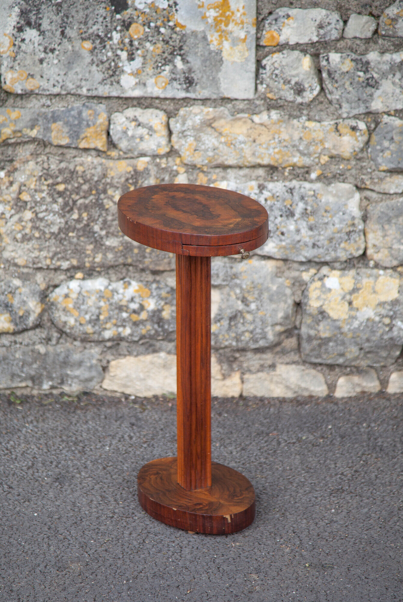 Art Deco wood pedestal table, art deco smoking table, end of sofa, art deco, 30's