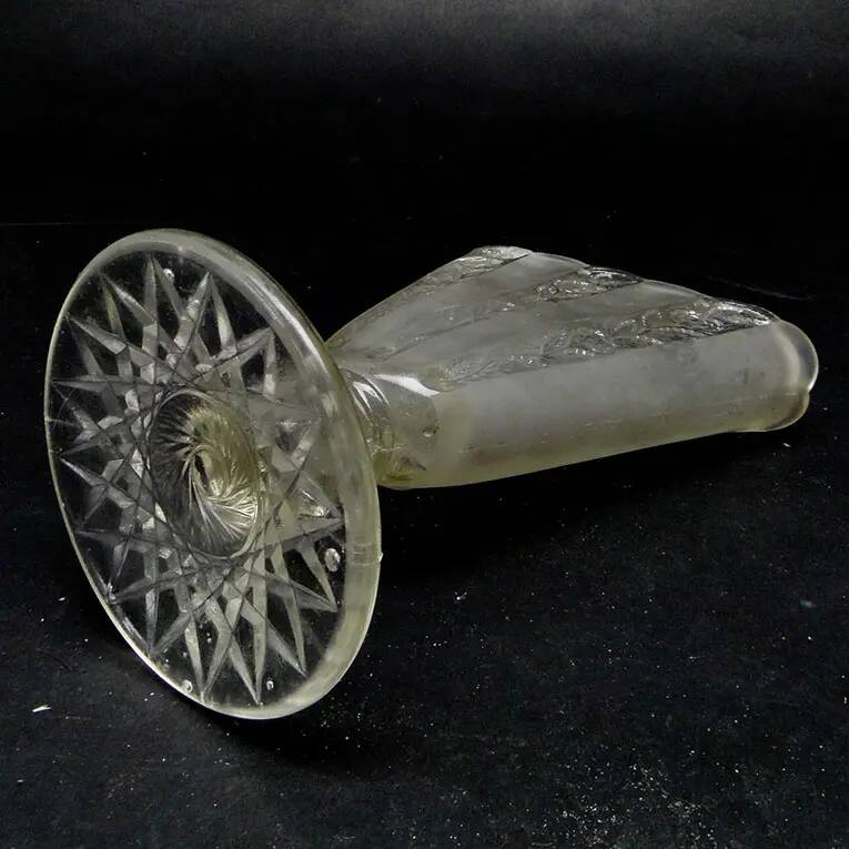Art deco vase, pressed glass, bolesław morawski glassworks, poland, 1950s