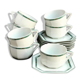 8 coffee tea cups and 8 porcelain saucers Limoges Bernardaud Paul Poiret