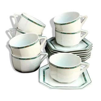 8 coffee tea cups and 8 porcelain saucers Limoges Bernardaud Paul Poiret